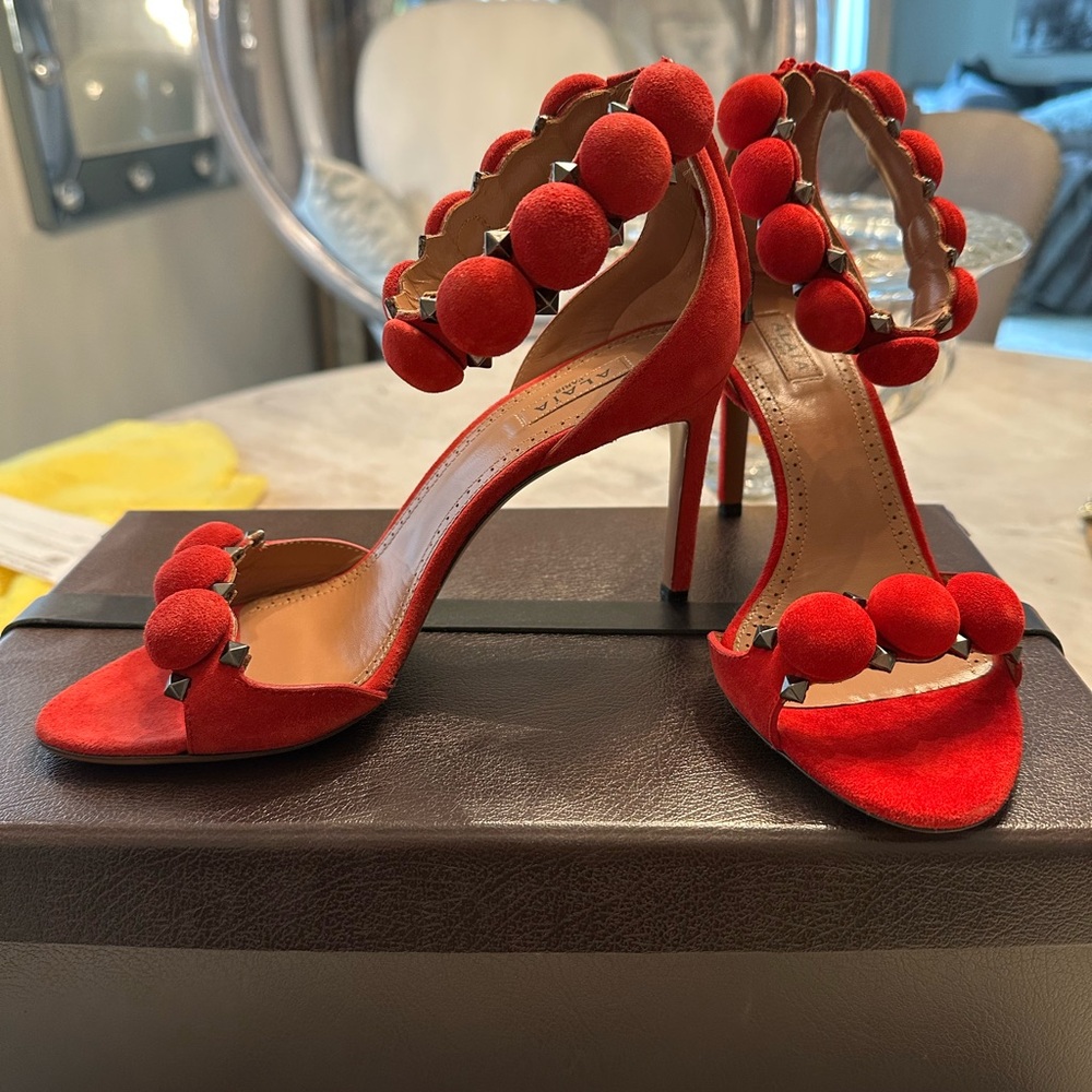 Alaia red high heeled suede sandals NWT and original box. Absolutely Gorgeous!